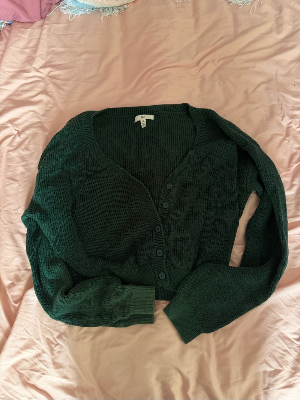 BP Dark Green Button-Front Women's Cardigan Sweater